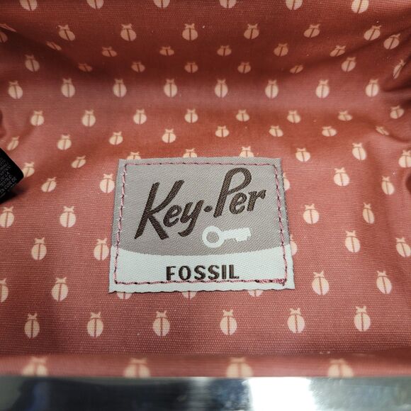 Fossil Key-per Poppy Floral Cosmetic Case Silver Kiss Lock Frame Mirror NWOT - Picture 6 of 9